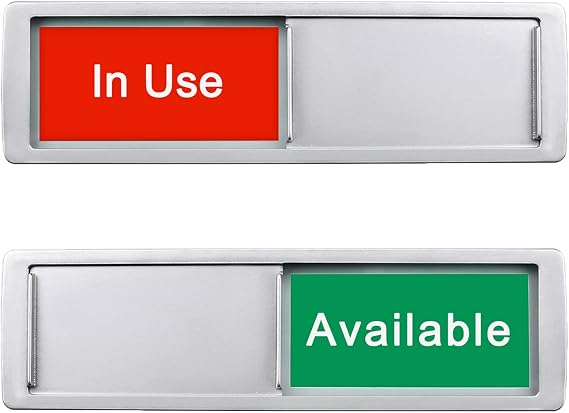 in Use or Available Sign,Vacant Occupied Sign for Home Office Hotles Hospital Restroom, Vacant Occupied Slider Door Status Tells Whether Room in Use or Available,Non-Scratch Magnetic Slider Door Indicator Signs, 7'' x 2'' - Silver