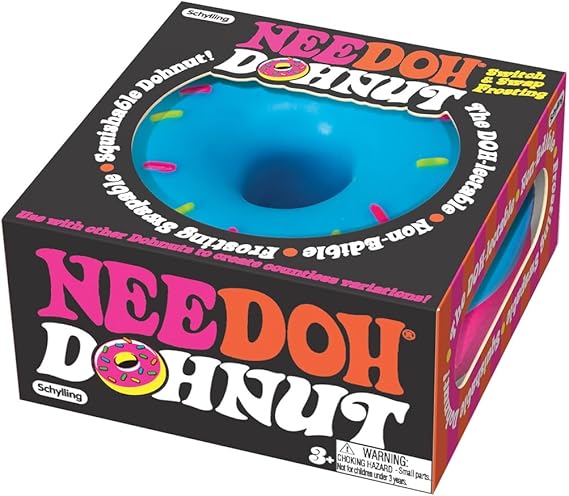 Schylling NeeDoh Dohnuts - Sensory Fidget Toy - Assorted Colors - Ages 3 to Adult (Pack of 1)