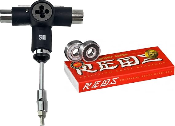 Bones Super Reds Bearings W Ratcheting Multifunction Skateboard Skate Tool