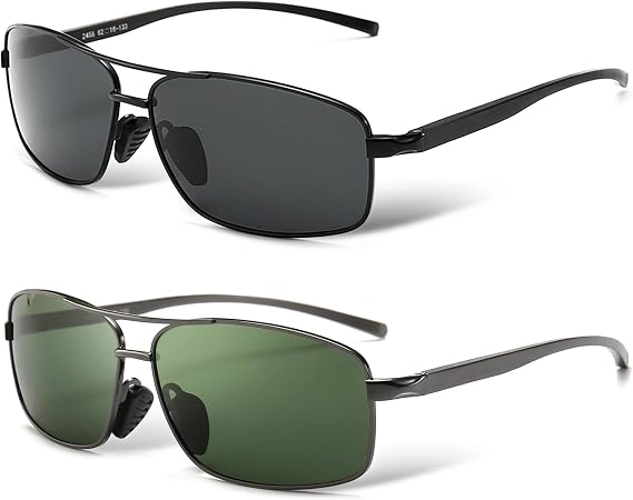 SUNGAIT Ultra Lightweight Rectangular Polarized Sunglasses Men UV400 Protection