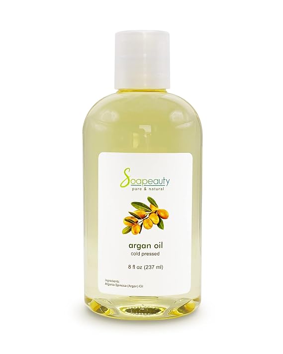 Soapeauty Argan Oil Refined | 100% Pure & Natural | Carrier Oil for Essential Oils | Moisturizer for Skin, Face & Scalp | Hydrating Hair Oil for Dry, Damaged Hair | 8 fl oz