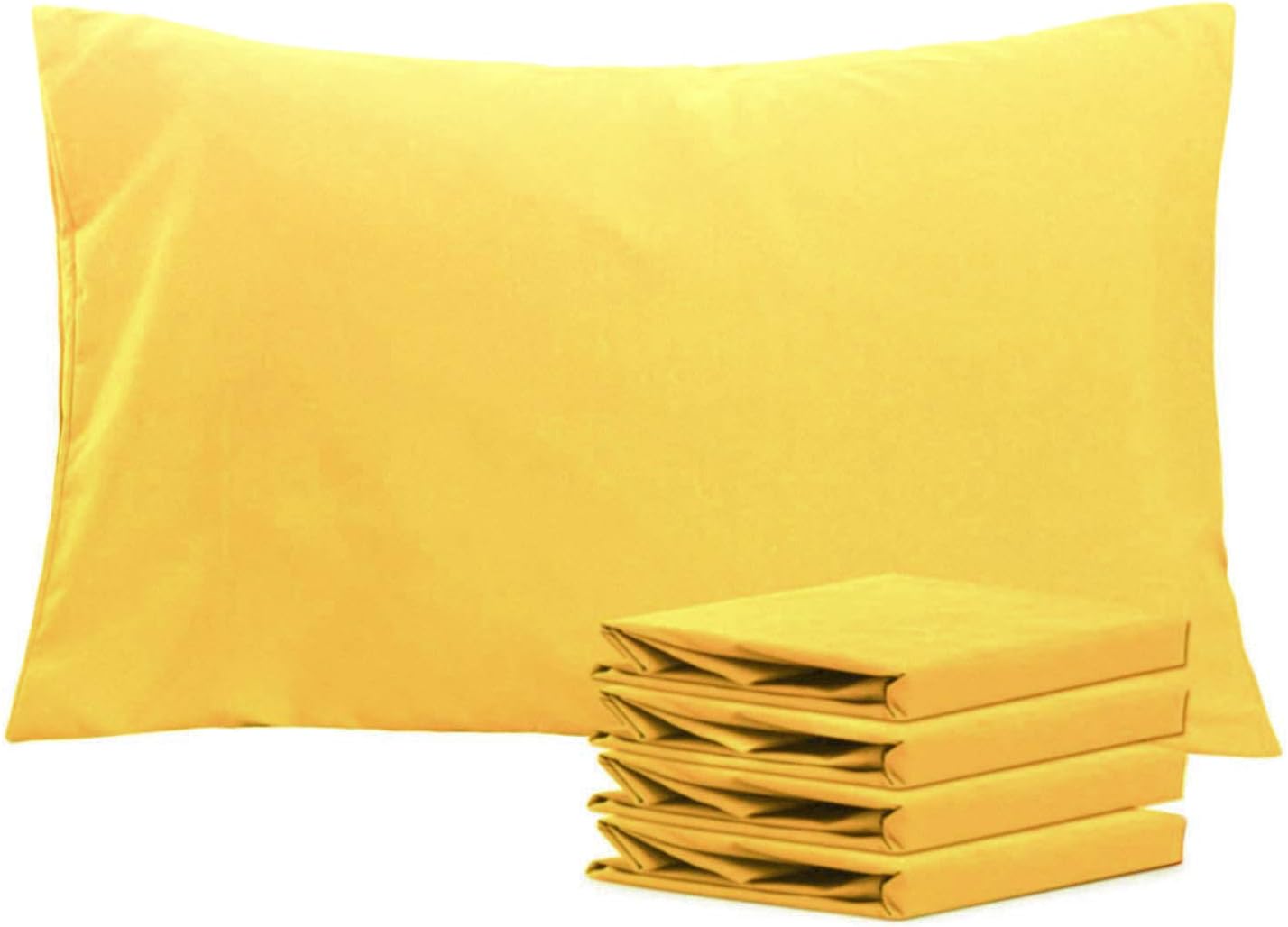 NTBAY 4 Pack 100% Brushed Microfiber Plain Pillowcases, 1800 Super Soft and Cozy, Wrinkle, Fade, Stain Resistant with Envelope Closure Bed Pillow Cases, 50x75 cm, Yellow