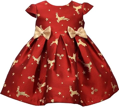 Bonnie Baby Holiday Dresses Girls Christmas Dress Red Reindeer, 2T