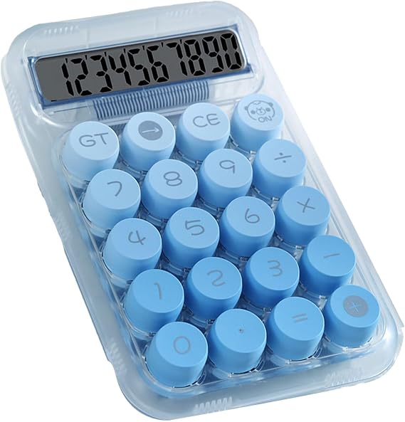 AYNEFY Desktop Calculator, Large Button Design Cute Transparent Gradient Mechanical Switch Calculator for Students (Blue)