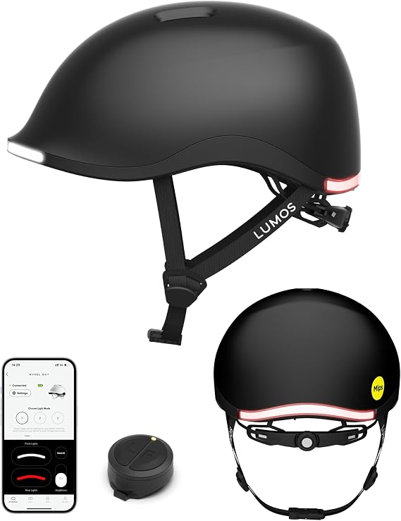 Lumos Nyxel Smart Bike Helmet, Customizable Front and Back LED Lights with Turn Signals, 360 Visibility App Controlled Comfortable & Lightweight Skateboard Urban Helmet for Adults, Men Women