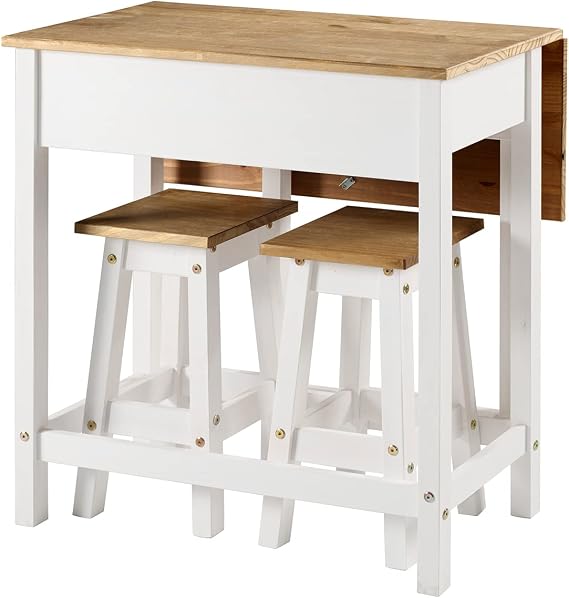 Drop Leaf Dining Table - Kitchen & Bar Height - 31.5" W x 23.6" D x 39.7" H - 60.5lb (White)
