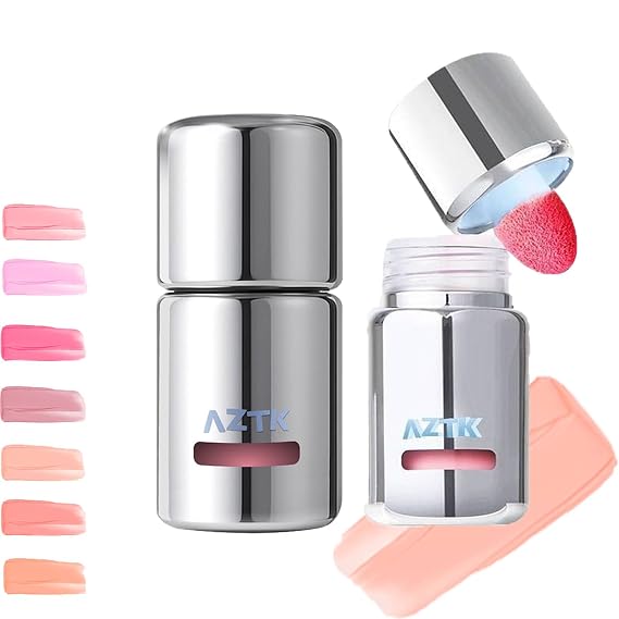 Aztk Liquid Blush, Aztk Jelly Color Liquid Blushes, Blush for Cheeks, Blushes Lotion with Sponge Head, High-Pigment, Long-Lasting, Waterproof, Matte Finish, 5ml (JC05)