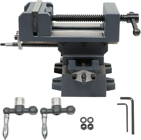 findmall 4 Inch Cross Slide Drill Press Heavy Duty Benchtop Cross Slide Vise X-Y Compound Vise Fit for CNC Milling Machine, Drilling Machine and other Mechanical Equipment