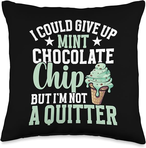 Mint Chocolate Chip Scoop Ice Cream Flavor Mint Ice Throw Pillow