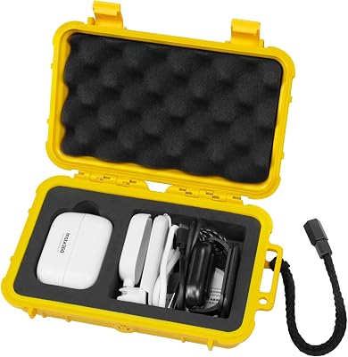 SYMIK A170-GO2 Waterproof Hard Carrying Case for Insta360 GO 2 Action Camera, Charge Case, Wearable Camera Accessories; with Wrist Strap Yellow