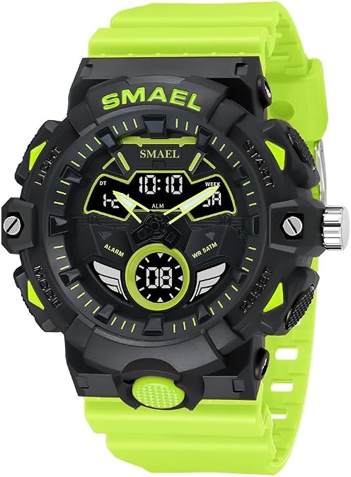 SMAEL Fashion Transparent Band Blue Shell Sport Quartz Watches Digital with Stopwatch Alarm Waterproof Casual Electronic Dual Time Wristwatch