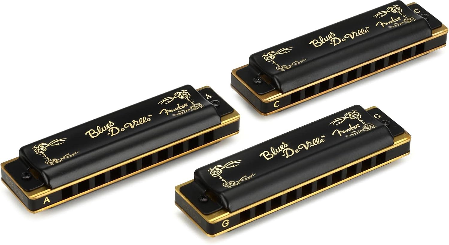 Fender Blues DeVille Harmonicas - 3-Pack - Incl. Case