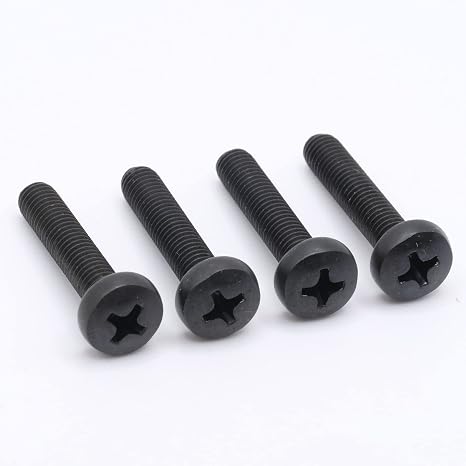 ReplacementScrews TV Stand Screws Compatible with TCL 55S515 | Complete Feet / Legs Screw Set, Black Plated, Metric Steel Screws, Pack of 4