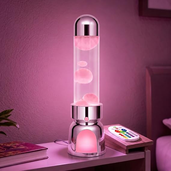 Liquid Motion Lamp Lighthouse Style 13" LED Night Light for Adults Kids with Remote 13 RGB Color Changing Decorative Mood Light for Bedroom, Aesthetic Home Decoration, Table Lamp, White Wax