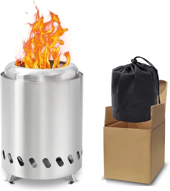Smokeless Tabletop Fire Pit – 2026 Portable Stainless Steel Fireplace for Camping Patio, Wood/Pellet Burner, Outdoor Indoor Gift for Men Birthday
