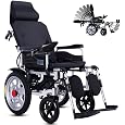DERUKK-TY Electric Wheelchair,Foldable Power Compact Mobility Aid Wheel, Lightweight Portable Medical Scooter Adjustable Backrest and Joystick,15km