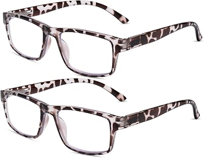 2 Pack Reading Glasses, Leopard Frames Blue Light Blocking Readers,Filter UV RayGlare Computer Reading Glasses, Lightweight Spring Hinges Eyeglasses for Women Men2-pack Leopard,3.0
