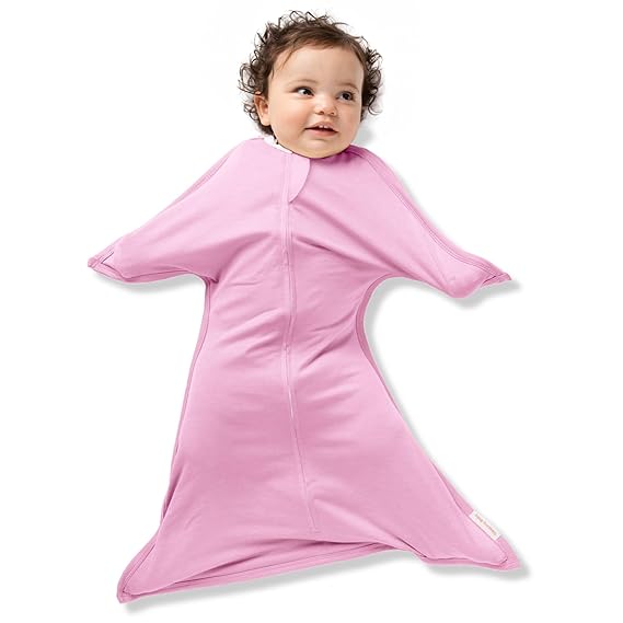 SleepingBaby Zipadee-Zip Transition Swaddle - Cozy Baby Swaddle Blanket with Zipper Convenience - Roomy Wearable Blanket for Easy Diaper Changes - Classic Rose Pink, Medium (6-12 Month)