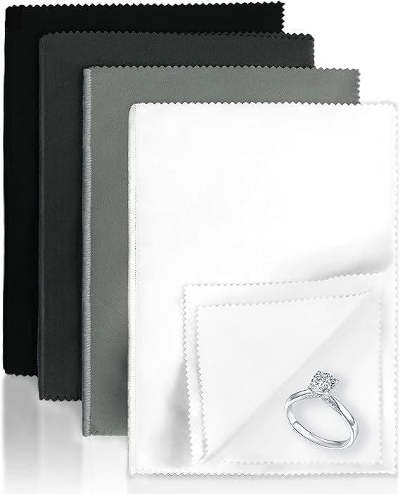 CLWBO 4PCS Silver Polish Cloth 1012, Jewelry Polishing Cloth for Gold Silver Platinum, Reusable, Polishing Cloth for Jewelry & Silverware, Effective Silver Polish to Clean & Shine Jewelry