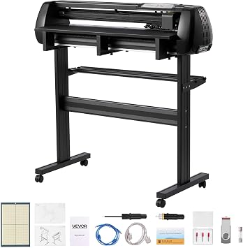 VEVOR Vinyl Cutter Machine, 34 inch Max Feed Width, Dual Blades, Adjustable Force and Speed, LED Display, Vinyl Plotter Cutter Printer with Signmaster Software for Compatible with Windows and macOS