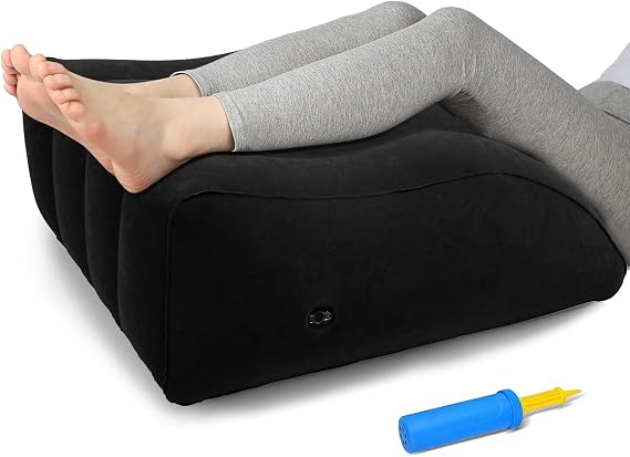Inflatable Leg Elevation Pillow, Wedge Pillow for Sleeping, Portable Wedge Pillow, Improve Circulataion and Reduce Swelling, for Sleeping, Recovery, Pregnant (Black)