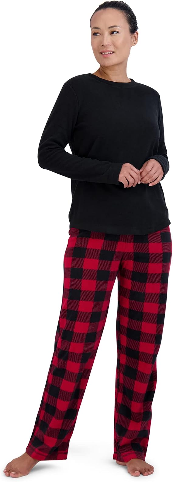 Swiss Alps Womens 2 Piece Pajama Set Super Soft Long Sleeve Top with Pants Lounge Set Tracksuit Sets Microfleece Sleepwear