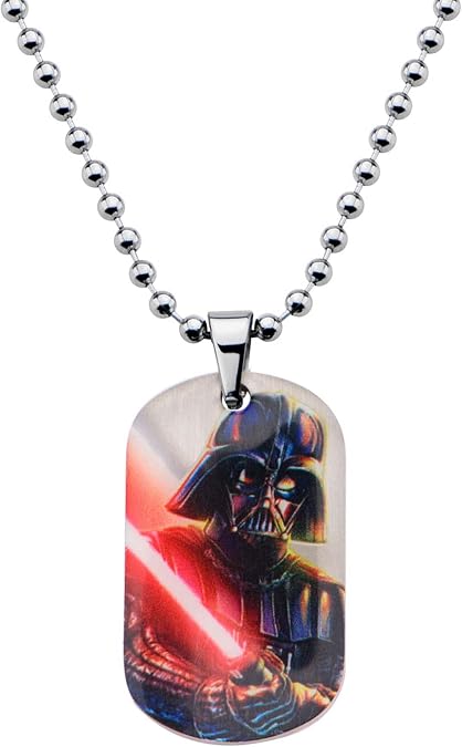 Star Wars Jewelry Unisex Darth Vader Graphic Dog Tag Kid's Pendant Necklace, 18"