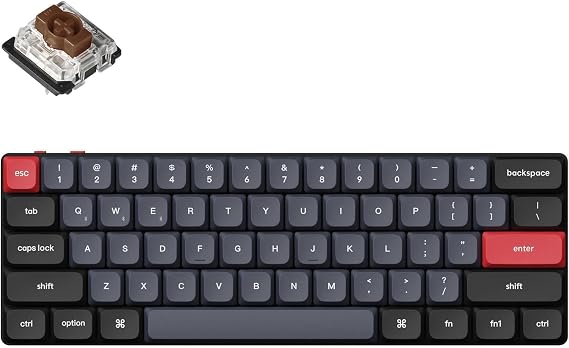 Keychron K9 Pro Low Profile Wireless Mechanical Keyboard, 60% Ultra-Slim RGB Keyboard for Mac & Windows, Hot Swappable, QMK Programmable, Quiet Tactile Brown Switches