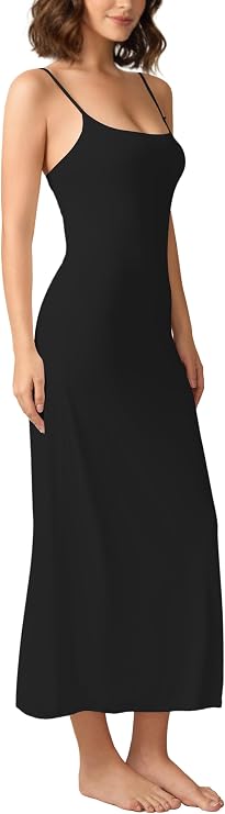 Summienlink Women's Long Full Slip For Under Dresses Smooth Midi Cami | Sleeveless,layering under sheer dress,Soft Sleepwear,lounging at home