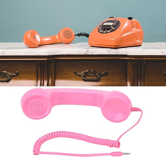 Vintage Retro Telephone Handset with 3.5mm Jack Old Style Phone Receiver for Mobile Phone Computer Laptop (#1) Old School Phone Headset for Videobooth Telefonos Analogicos y DECT