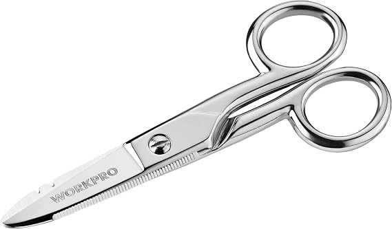 WORKPRO Electrician Scissors, 5-1/5 Inch Electrical Scissors with Stripping