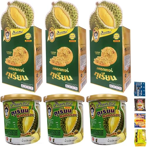 Ultimate DHL Paglab Set 6 Durian Fried Chips Cracker Crispy Monthong Original Thailand Fruit Exotic Vegan 2.11 & 2.82 Oz By Beautygoodshop [Get Free For You Beauty Gifts]