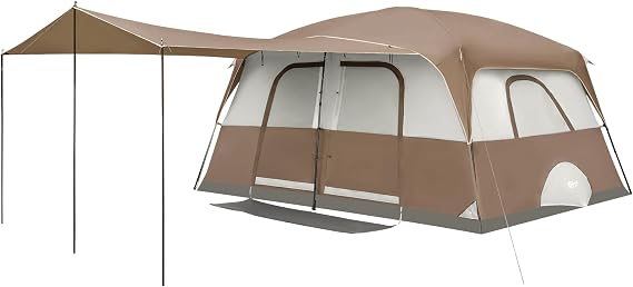 PORTAL Camping Tent, 6/8 /10 Person Instant Cabin Tent with Rainfly, Large Mesh Windows & Upgraded Ventilation, Portable Big Tents with Carry Bag for Family Outdoor, Backpacking, Hiking