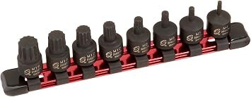 SUNEX TOOLS 3640 3/8-Inch Drive Stubby Triple Square Impact Bit Socket Set, 8-Piece