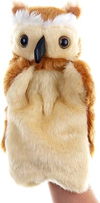 Plush Owl Hand Puppets Birds Stuffed Animals Toys for Imaginative Pretend Play Storytelling Brown