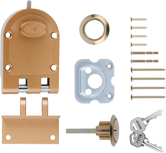 Heavy Duty Safety Double Cylinder Locking,Jimmy-Resistant Design Prohibits Forced Entry by Spreading of Door Frames,Gold