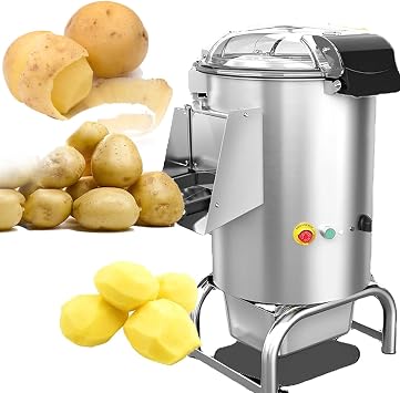 Electric Potato Peeler, 550W Automatic Rotating Fruits Vegetables Paring Machine, Stainless Steel Peeling Equipment, 70-100KG/H Fast High Output, for Kitchen Vegetables,220V