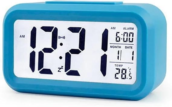 Alarm Clock Desk Digital Clock Table Electronic Clock Sound Control Backlight 12/24 Alarm Clock Ringtones Bedrooms Bedside Kids Home Decor(Blue)