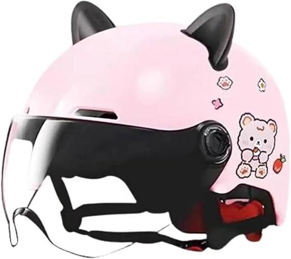 Helmets Kids Motorcycle Half Helmet with Cat Ears DOT Approved,Child Toddler Open Face Bike Helmet,Youth Boys Girls Moped Dirt-Bike Scooter Go-Kart Bicycle for 2-14 Years Old