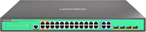 L2 Managed 24 Port Gigabit PoE++ Switch, 4 BT 90W, Total 370W | 4* bt 90w &20* at 30W Ports | IEEE 802.3 af/at/bt | QoS, VLAN, IGMP, STP | for IP Camera, WiFi AP