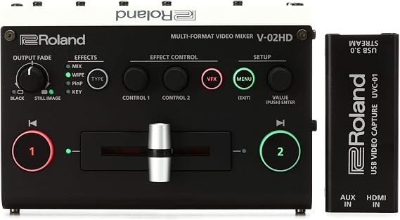 Roland V-02HD STR Video Switcher Web Streaming Bundle and UVC-01