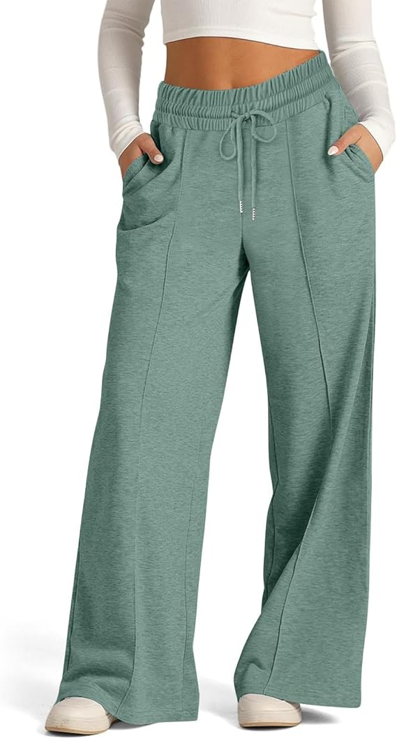 Hvyesh Wide Leg Sweatpants Women Baggy Wo's Sweat Pants Drawstring High Waisted Loungewear