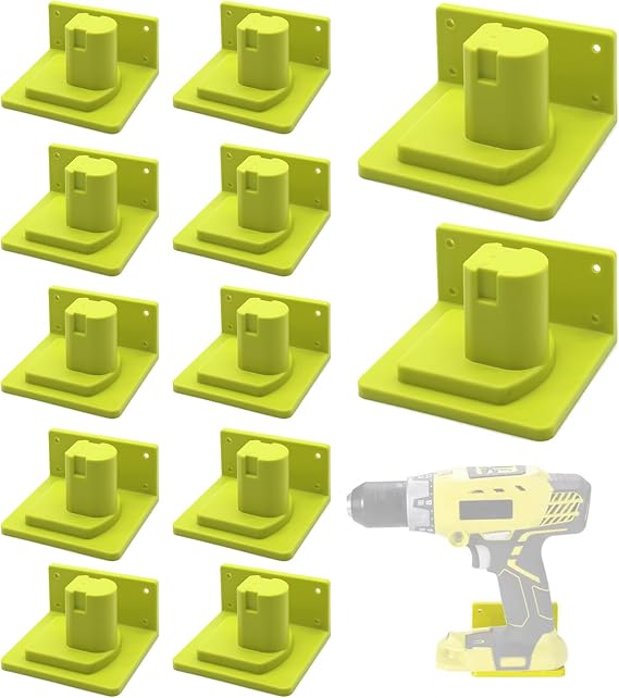 12 Pack Tool Holder Wall Mount Compatible with Ryobi 18V Power Tools Dock Holder Hanger Wall Display Hook Tool Storage Organizer with Screws