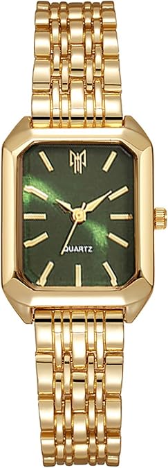 Women Vintage Watches Rectangular Case White Roman Dial Watch Two Tone Stainless Steel Band Fashion Wristwatch