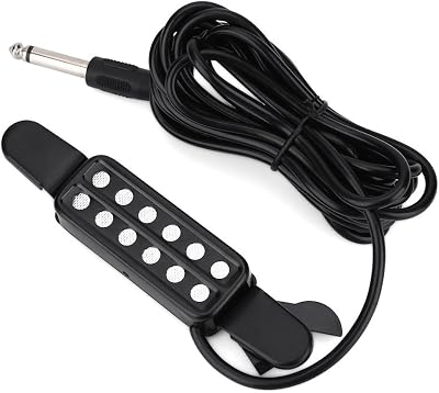 12-Hole Magnetic Acoustic Guitar Sound Pickup, Universal Design for Metal String and Acoustic Guitars, Low Noise Frequency with V-Font Interface