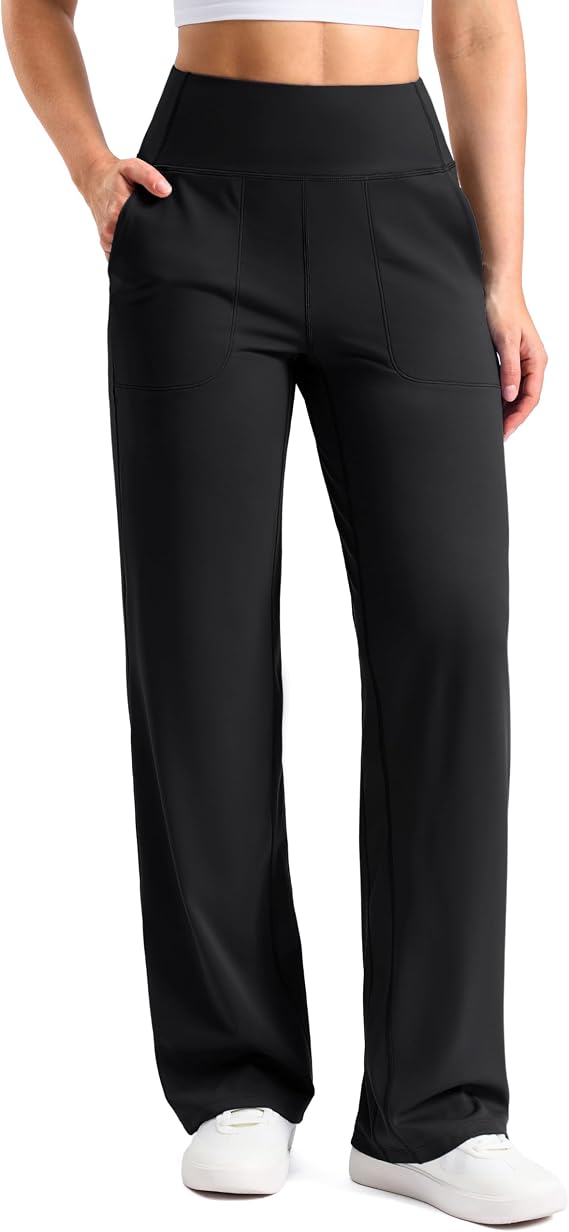 Soothfeel Wide Leg Pants for Women Petite/Regular/Tall High Waist Stretch Yoga Work Dress Lounge Sweatpants with Pockets