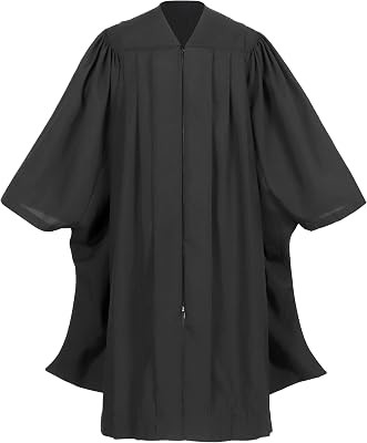Unisex Deluxe Classic Black Matte Graduation Master Gown for Academic Degree Regalia