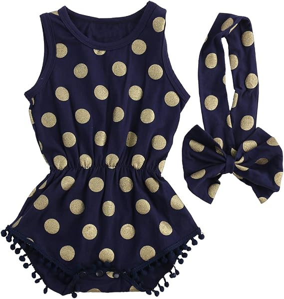 Baby Girl Clothes Gold Dots Bodysuit Romper Jumpsuit One-Pieces Outfits Set