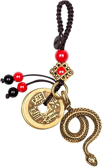 Chinese Good Luck Charm,Feng Shui Bell Keychain,The God of Wealth Statue Keychain,Lucky Horse Key Ring with Feng Shui