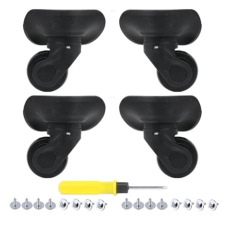 2 Pair Replacement Wheels for Luggage 360 Swivel Suitcase Casters Black (W041-2)
